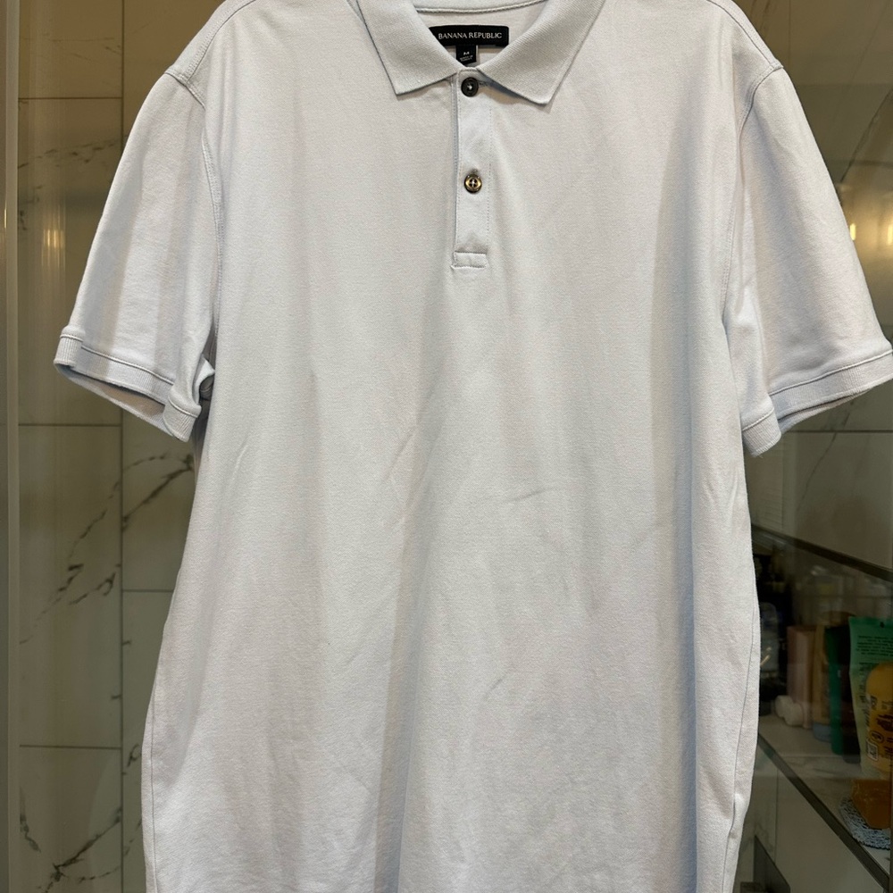 NWOT MENS Banana Republic Very Pale Blue Polo Shirt